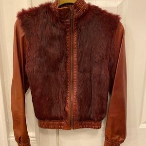 Mackage vintage leather and fur coat